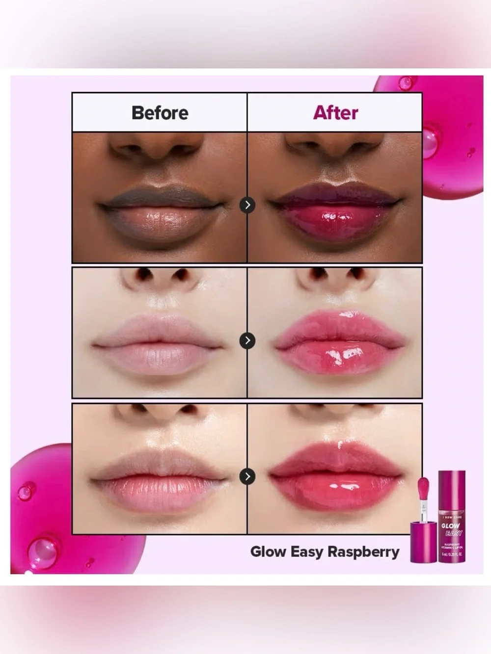 I DEW CARE Glow Easy Raspberry Vitamin C Lip Oil NWT